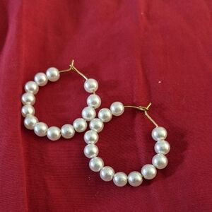 Elegant Pearl Hoop Earrings